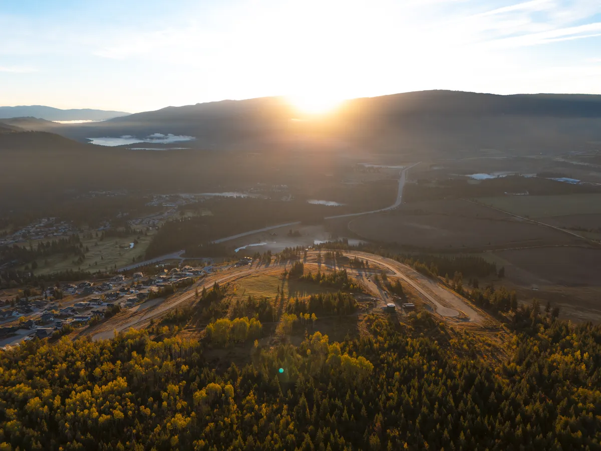 First light over The Highlands Phase 3 in Blind Bay, Shuswap Lake in the morning mist