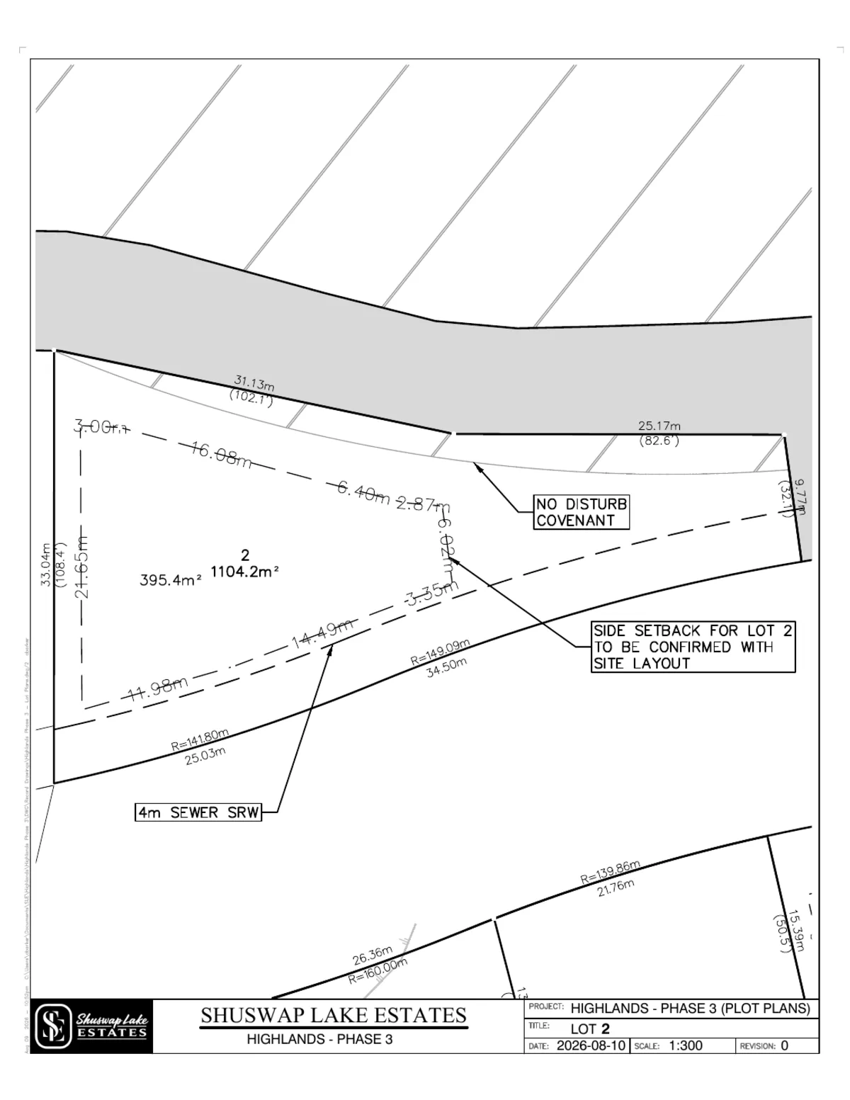 Lot 2 registered survey plot plan, dimensions, setbacks and easements, The Highlands at Blind Bay Phase 3