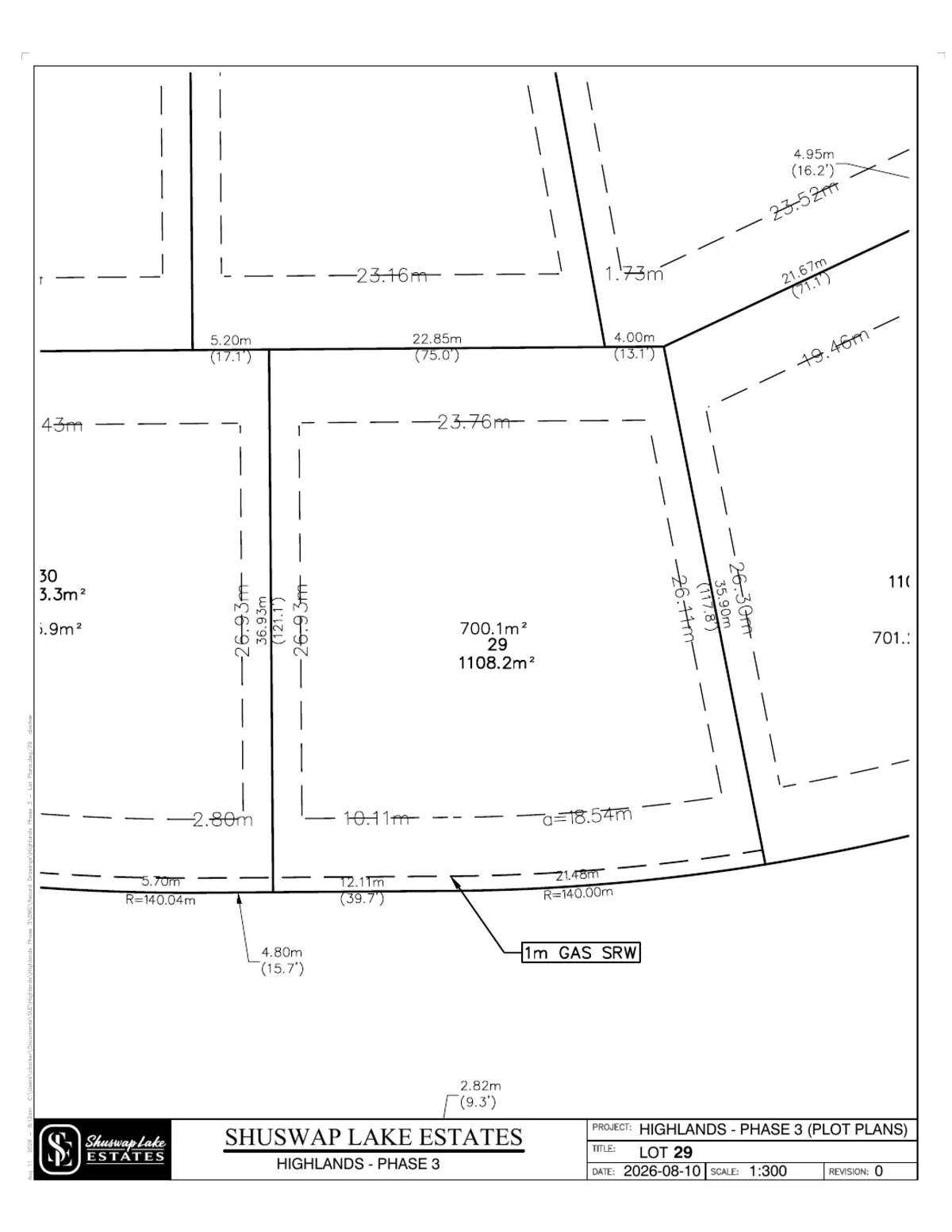 Lot 29 registered survey plot plan, dimensions, setbacks and easements, The Highlands at Blind Bay Phase 3