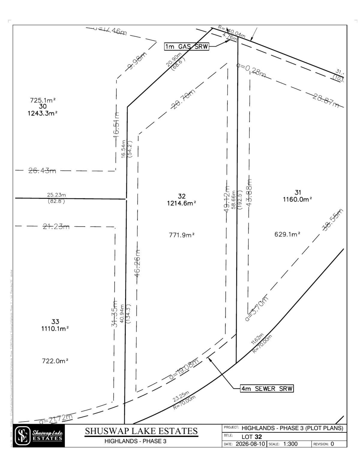 Lot 32 registered survey plot plan, dimensions, setbacks and easements, The Highlands at Blind Bay Phase 3