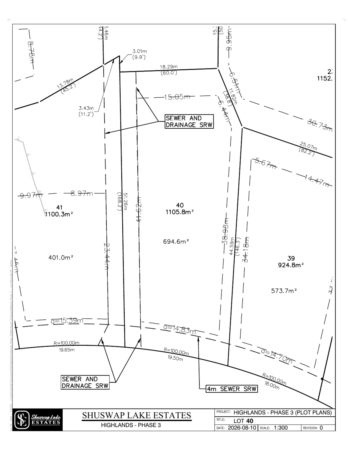 Lot 40 registered survey plot plan, dimensions, setbacks and easements, The Highlands at Blind Bay Phase 3